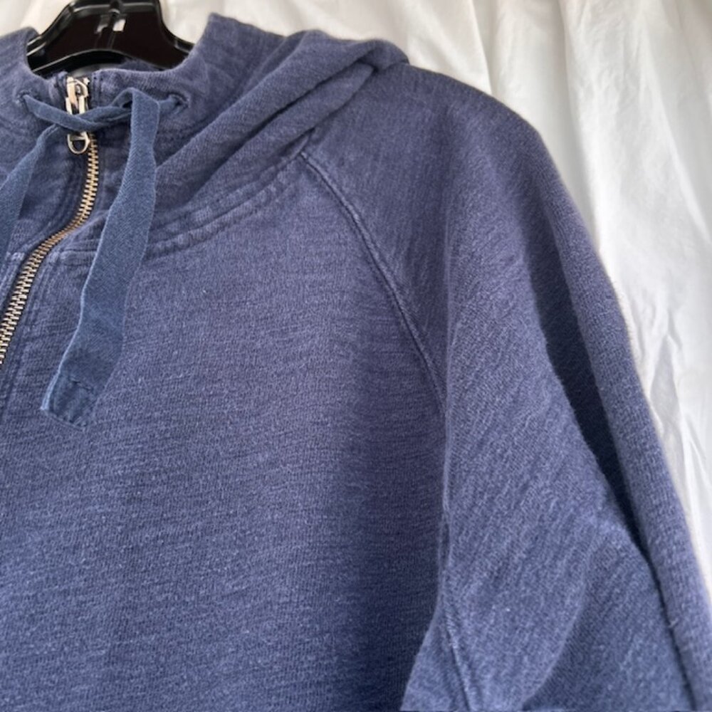 Eddie Bauer 100% Cotton Slub Knit Hoodie Full Zip Dk Denim Blue Plus Sz Tall 2XL - Picture 4 of 8